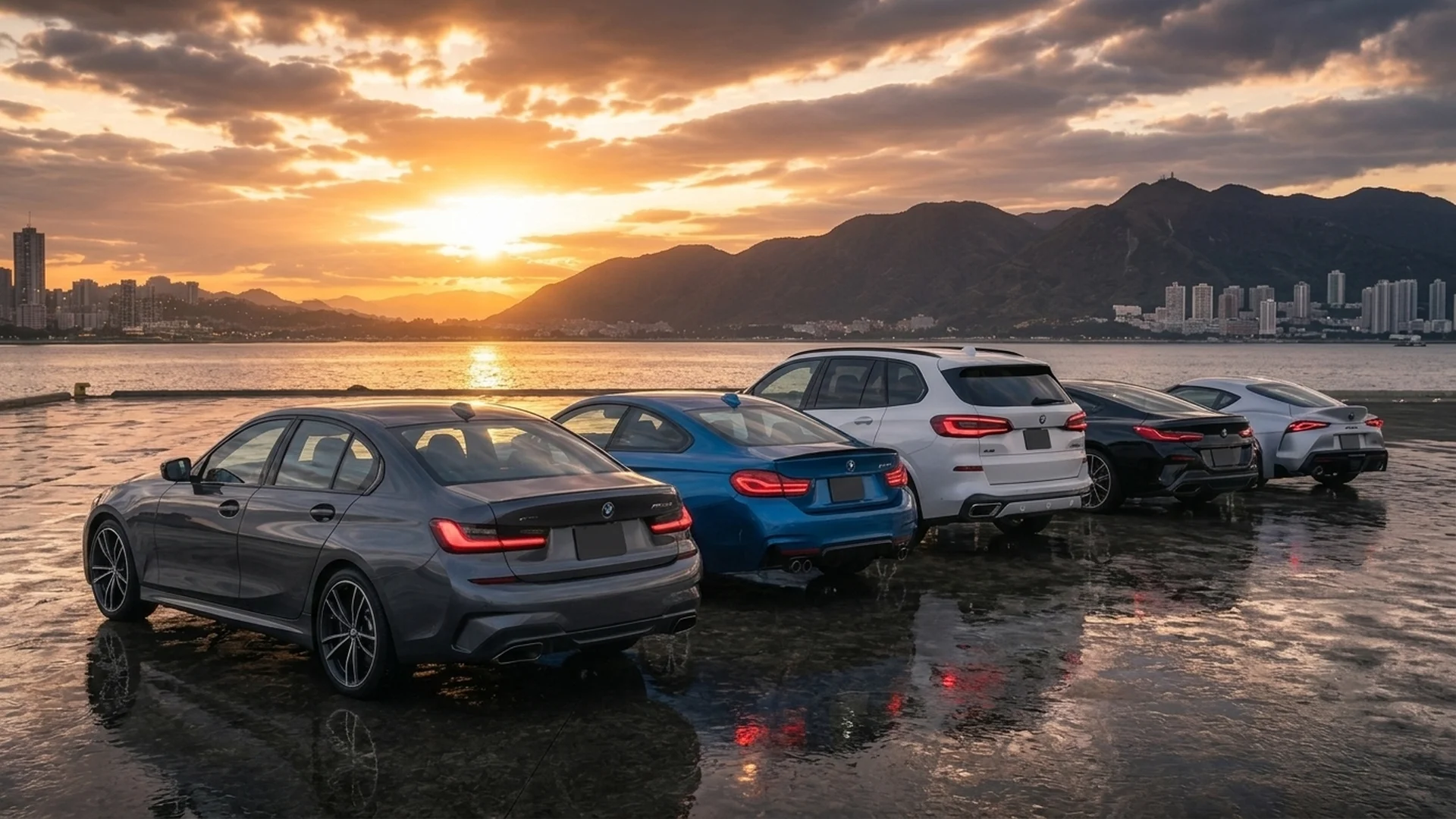 Rear view of BMW B58 models lineup showing muscular dual exhaust styling